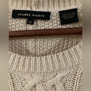 JEANNE PIERRE medium 100% cotton cream cableknit tunic sweater